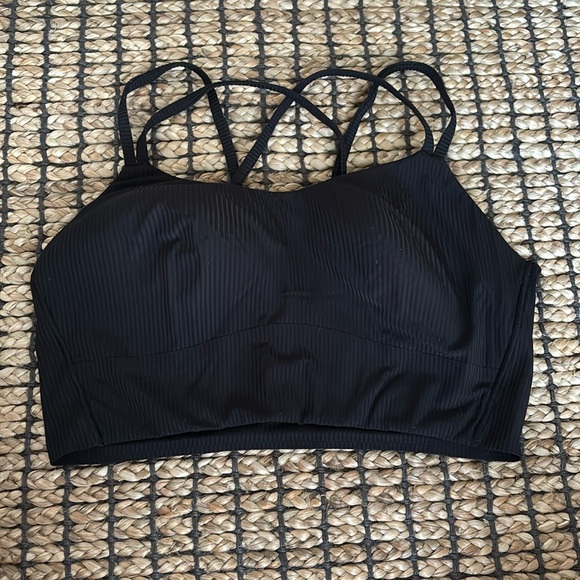 Like a Cloud Ribbed Longline Bra - Black - Sz 10 - Picture 2 of 5